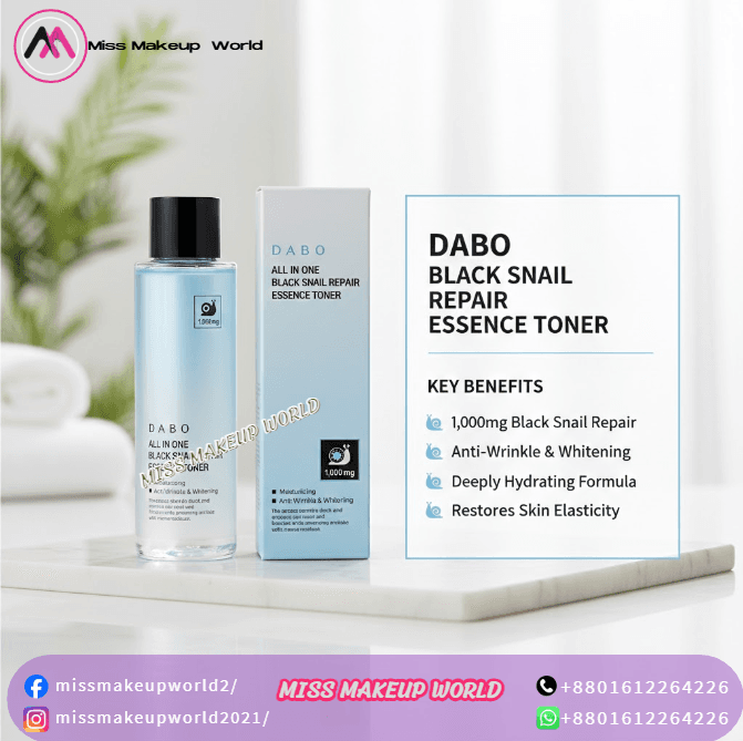 Dabo All in One Black Snail Repair Essence Toner for acne scars - Miss Makeup World