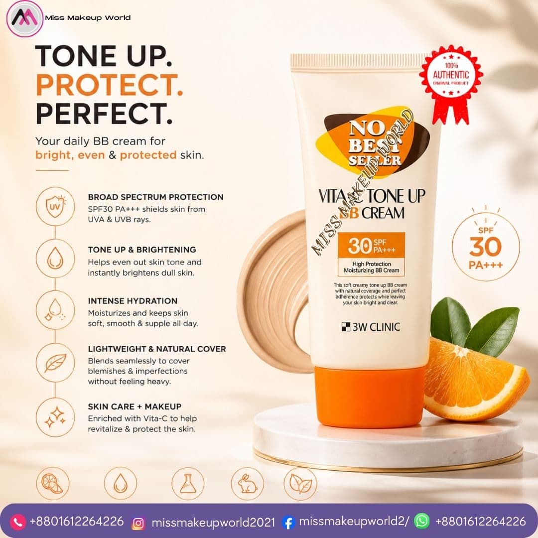 3W Clinic Vita-C Tone Up BB Cream SPF30+ for bright skin - Miss Makeup World - image 2